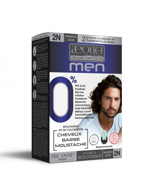 Aequo Organic byPurenaturals Men 2N Blackish Brown Hair Colour Kit, 170ml pack of 2