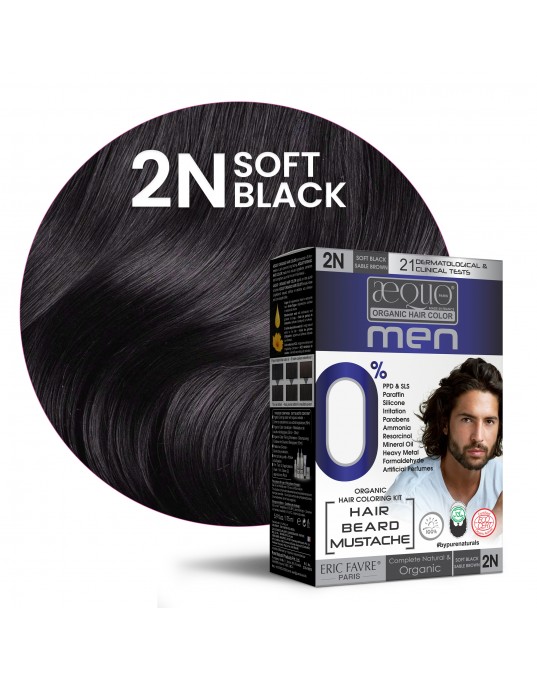 Aequo Organic byPurenaturals Men 2N Blackish Brown Hair Colour Kit, 170ml pack of 2