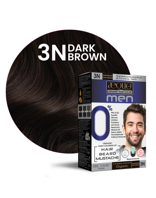 Dark Brown Men 3N-KIN Organic Hair Colour-170ml- Derma Certified- AEQUO ORGANIC