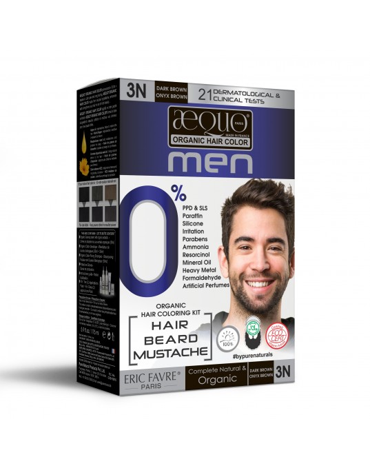 Aequo Organic byPurenaturals Mens 3N Dark Brown Hair Colour Kit, 170ml Pack of 2