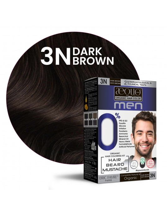 Aequo Organic byPurenaturals Mens 3N Dark Brown Hair Colour Kit, 170ml Pack of 2