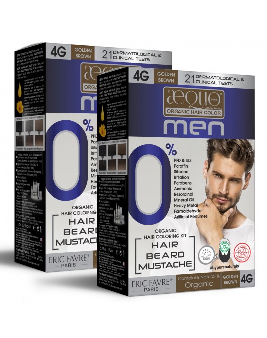 Aequo Organic byPurenaturals Men 4G Golden Brown Hair Colour, 170ml Pack of 2