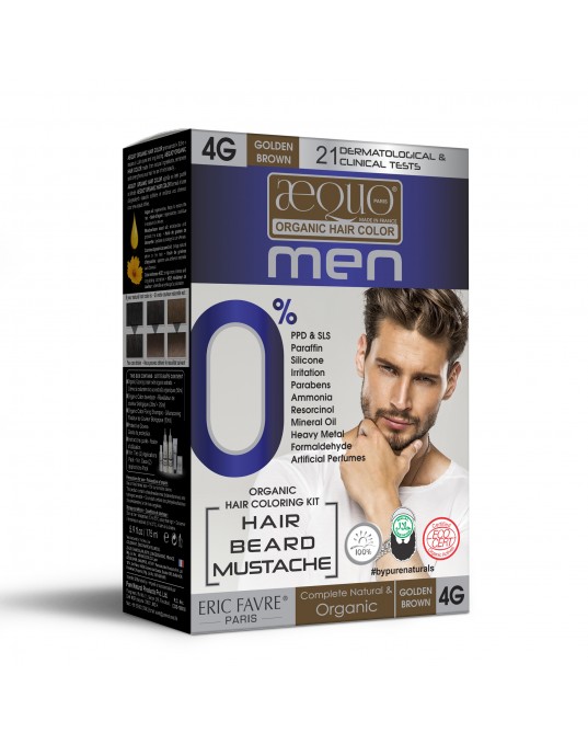 Aequo Organic byPurenaturals Men 4G Golden Brown Hair Colour, 170ml Pack of 2