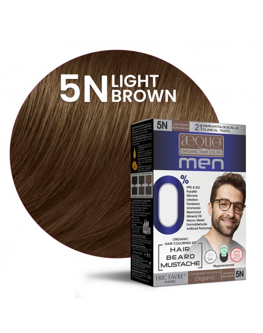 Light Brown Men 5N-KIN Organic Hair Colour-170ml- Derma Certified- AEQUO ORGANIC