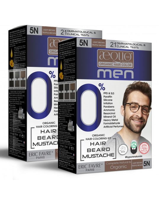 Aequo Organic byPurenaturals Men 5N Light Brown Hair Colour Kit, 170ml Pack of 2