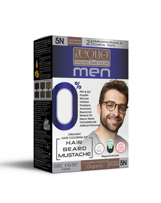 Aequo Organic byPurenaturals Men 5N Light Brown Hair Colour Kit, 170ml Pack of 2