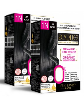 Aequo Permanent Organic Hair Color, Women 1N Jet Black, 170ml Pack of 2