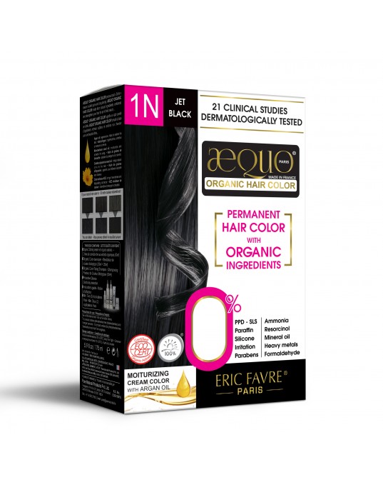 Aequo Permanent Organic Hair Color, Women 1N Jet Black, 170ml Pack of 2