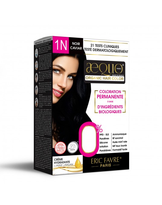 Aequo Permanent Organic Hair Color, Women 1N Jet Black, 170ml Pack of 2