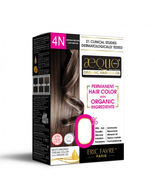 Medium Brown Woman 4N -KIN Organic Hair Colour-170ml- Derma Certified- AEQUO ORGANIC