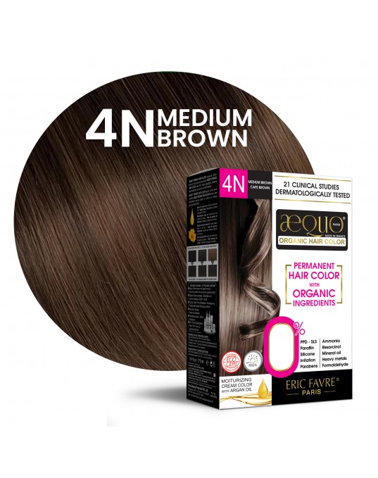 Medium Brown Woman 4N -KIN Organic Hair Colour-170ml- Derma Certified- AEQUO ORGANIC