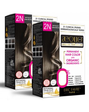 Aequo Permanent Organic Hair Color, Women 2N Blackish Brown, 170ml Pack of 2