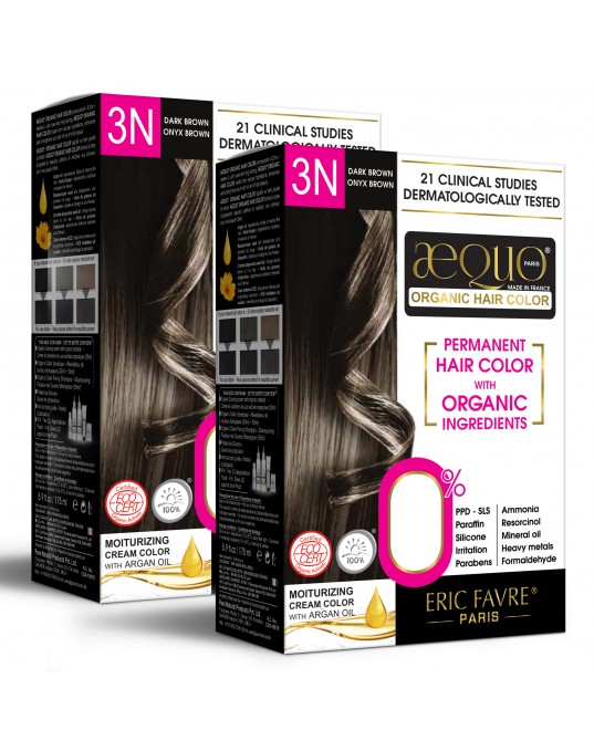 Aequo Permanent Organic Hair Color, Women 3N Dark Brown, 170ml Pack of 2