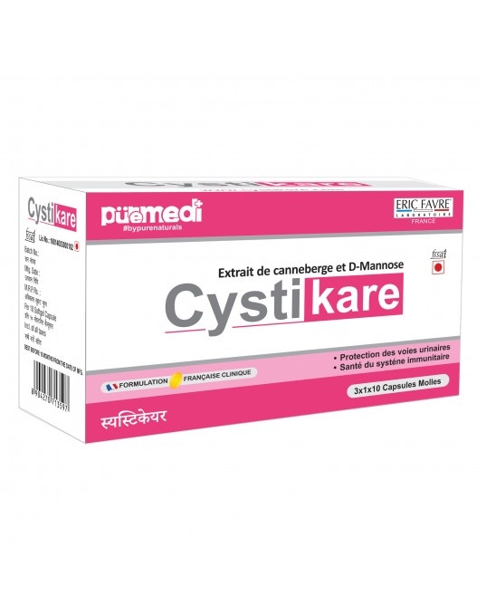 Urinary Tract Woman Natural Supplement Soft Gel- IMP- 3x1x10 Strip- French Formulation- puremedi-CYSTIKARE