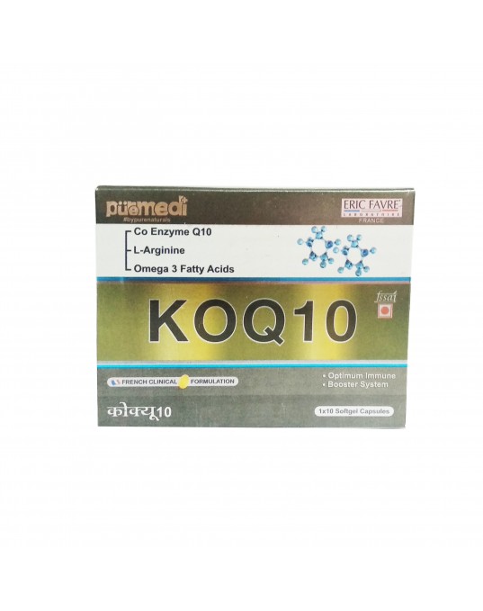 Co- Enzyme Q10, Energy, Fertility Care Supplement for Men- IMP - 1x10 Softgel Caps Strip- French Formulation- puremedi-KOQ10 