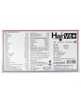 Hairvit Plus HSN Hair Fall Control Supplement (Softgel Capsules 1X10 STRIP) - puremedi