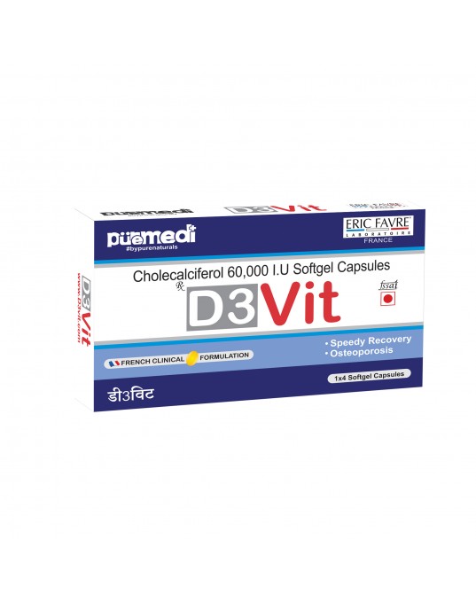 Vitamin D3 Soft Gel Capsules-IMP- 1X4- French Formulation- puremedi-D3VIT 