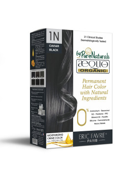 1N Caviar Jet Black Organic Hair Color Ecocert Certified French Import Kit- 195 ml- AEQUO ORGANIC