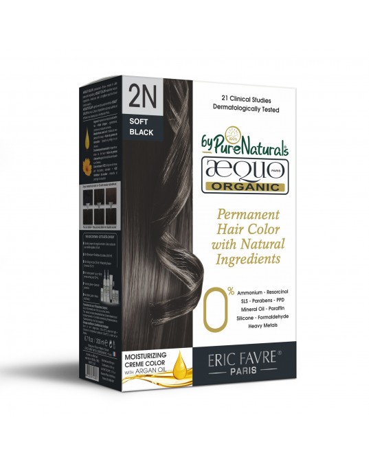 2N Sable Soft Black Organic Hair Color Ecocert Certified French Import Kit- 195 ml- AEQUO ORGANIC