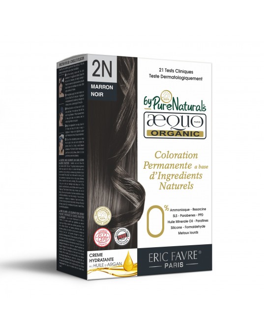 2N Sable Soft Black Organic Hair Color Ecocert Certified French Import Kit- 195 ml- AEQUO ORGANIC