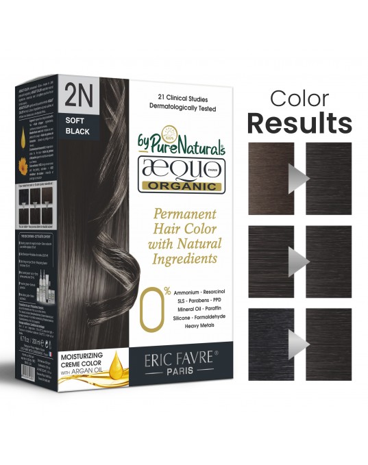 2N Sable Soft Black Organic Hair Color Ecocert Certified French Import Kit- 195 ml- AEQUO ORGANIC