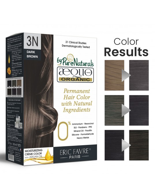 3N Onyx Dark Brown Organic Hair Color Ecocert Certified French Import Kit- 195 ml- AEQUO ORGANIC