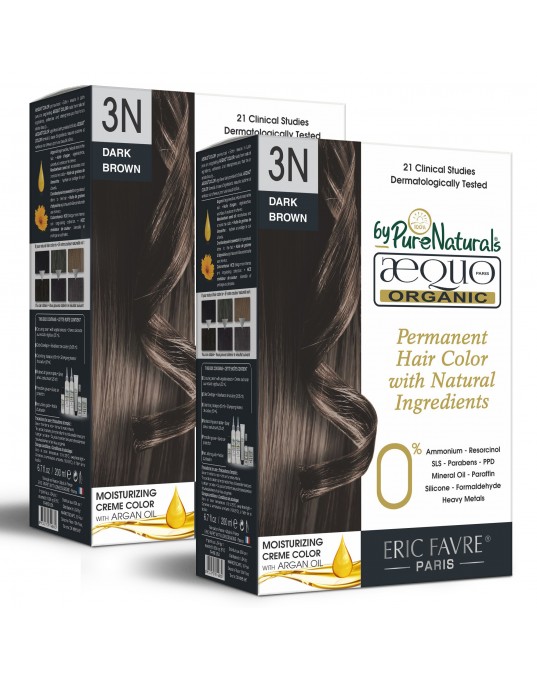 Aequo byPurenaturals Hair Color Organic 3N Onyx Dark Brown, 160ml Pack of 2