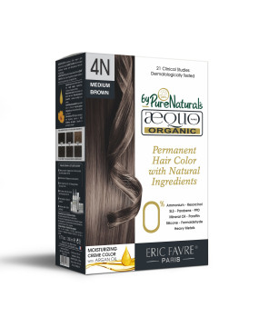 4N Cafe Medium Brown Organic Hair Color Ecocert Certified French Import Kit- 195 ml- AEQUO ORGANIC