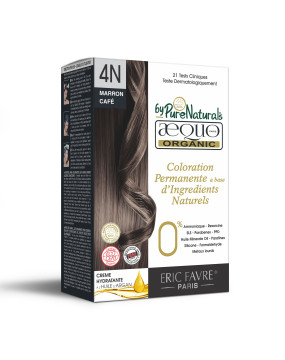 4N Cafe Medium Brown Organic Hair Color Ecocert Certified French Import Kit- 195 ml- AEQUO ORGANIC