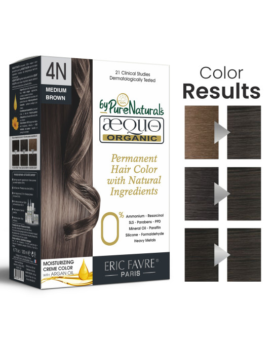 4N Cafe Medium Brown Organic Hair Color Ecocert Certified French Import Kit- 195 ml- AEQUO ORGANIC