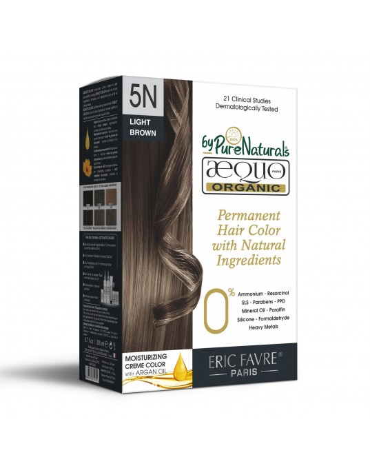 5N Truffle Light Brown Organic Hair Color Ecocert Certified French Import Kit- 195 ml- AEQUO ORGANIC