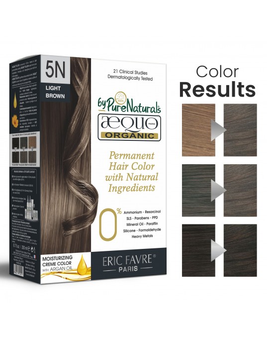 5N Truffle Light Brown Organic Hair Color Ecocert Certified French Import Kit- 195 ml- AEQUO ORGANIC