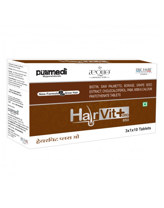 HairVit Plus Gro Hair Tablets (For Men) (3X1X10 STRIP) - puremedi