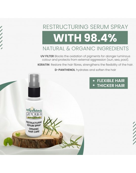 Restructuring Serum Organic Hair- 30ml- Ecocert Certified- 100% Purenaturals-AEQUO ORGANIC