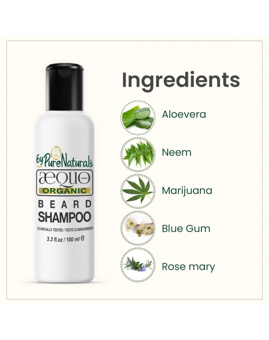 Beard Care Organic Shampoo- 100ml- Ecocert Certified- 100% Purenaturals- AEQUO ORGANIC