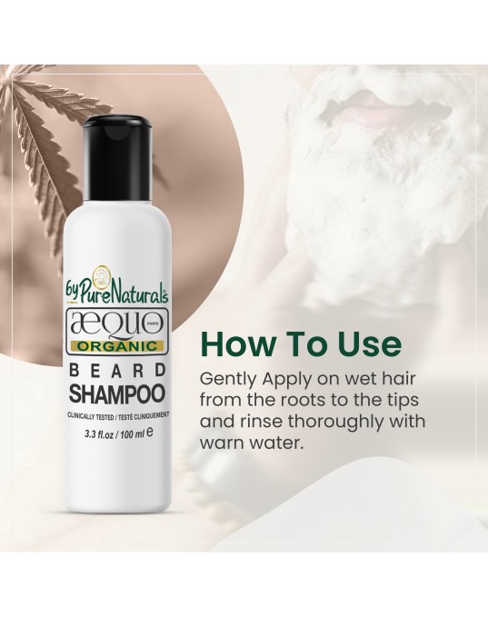 Beard Care Organic Shampoo- 100ml- Ecocert Certified- 100% Purenaturals- AEQUO ORGANIC