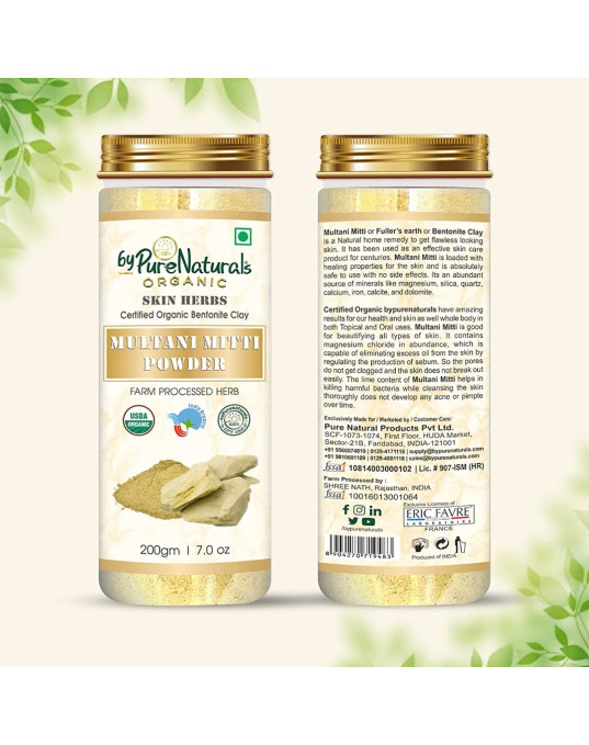 Organic byPurenaturals Multani Mitti Herb Powder-200gm