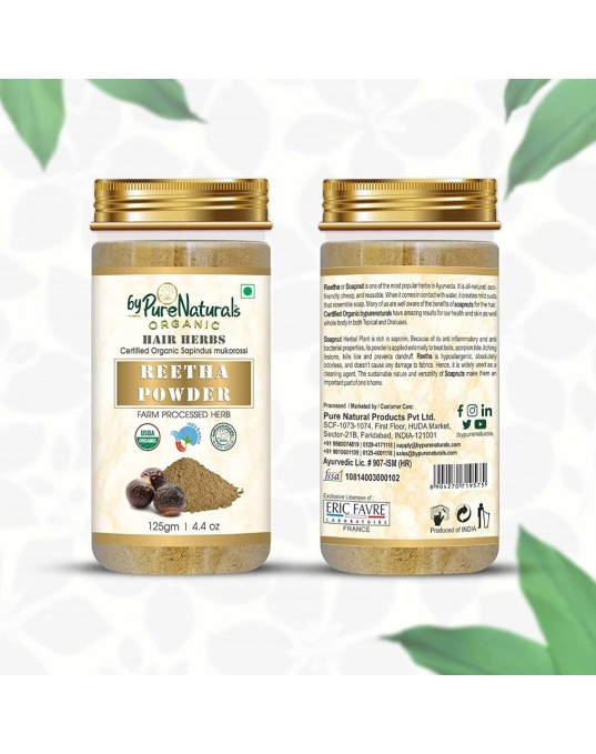 Organic byPurenaturals Reetha Herb Powder-125