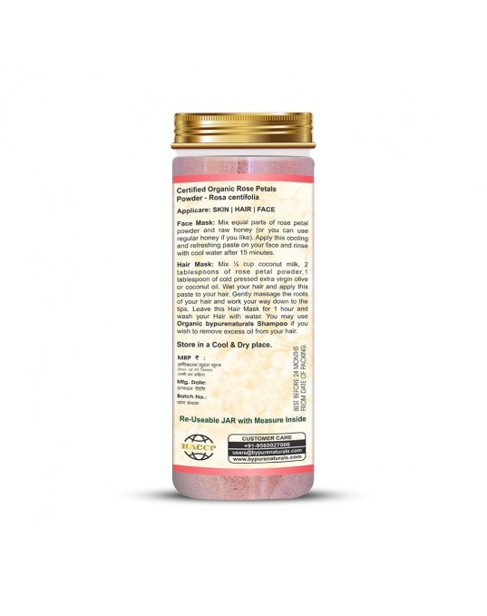 Organic byPurenaturals Rose Petals Herb Powder - 100gm (Pack of 2)