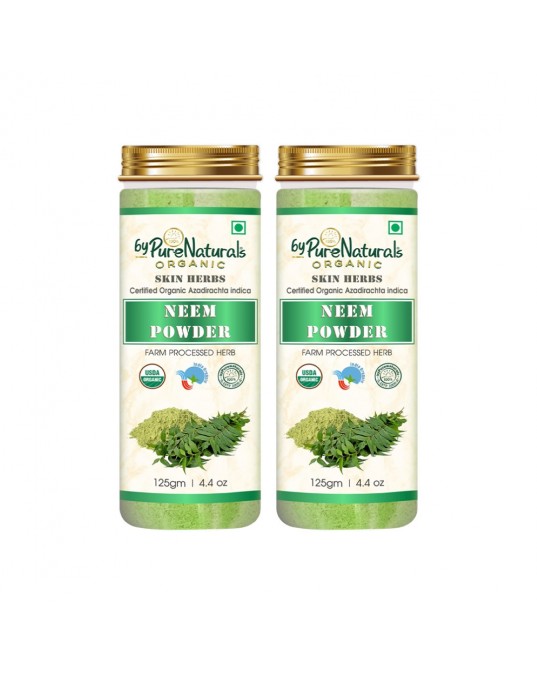 Organic byPurenaturals Neem Herb Powder - 125gm (Pack of 2)