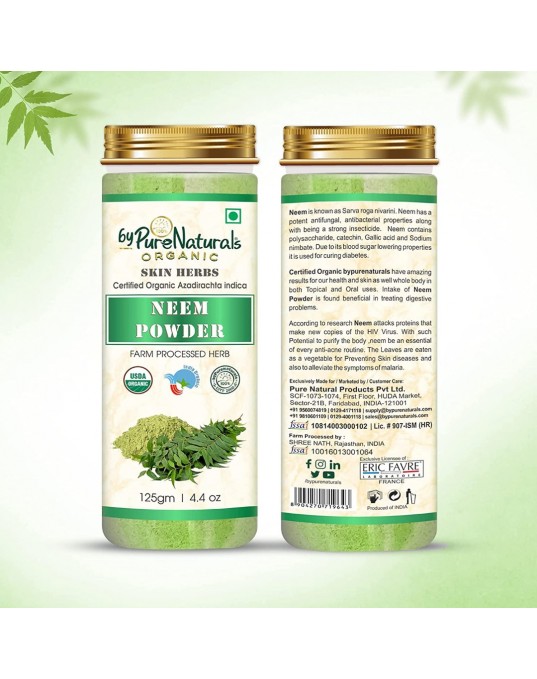 Organic byPurenaturals Neem Herb Powder - 125gm (Pack of 2)