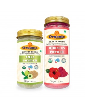 Organic bypurenaturals Hibiscus Powder & Amla Powder Combo-225gm