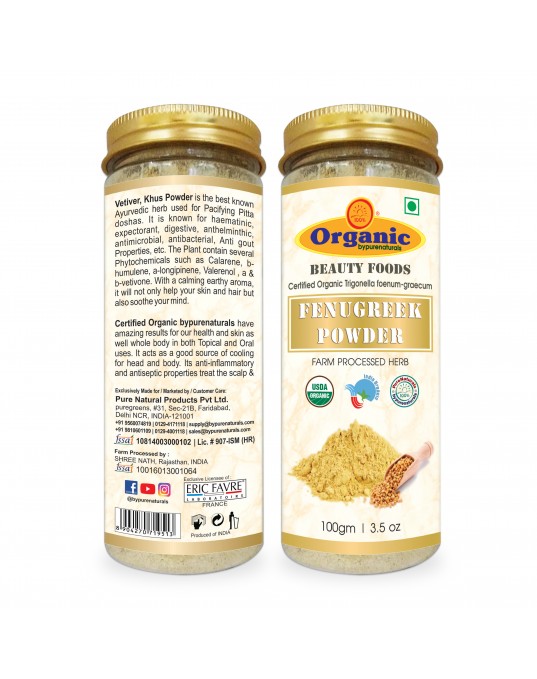 Organic bypurenaturals Bhringraj powder, Amla Powder & Fenugreek Powder  Combo-325gm