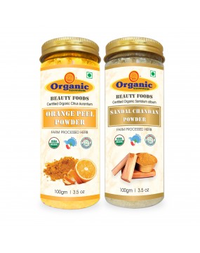 Organic bypurenaturals Orange Peel Powder & Sandalwood Powder Combo-325GM