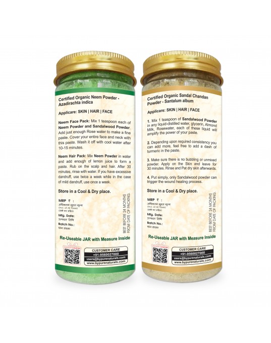 Organic bypurenaturals Neem Powder & Sandalwood Powder Combo-200gm