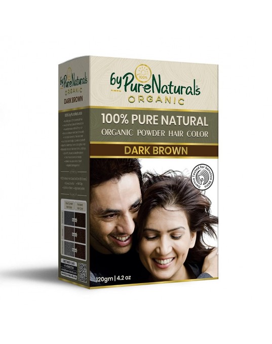 byPurenaturals 100% Pure Naturals  Powder Hair Color, Dark Brown, 120gm