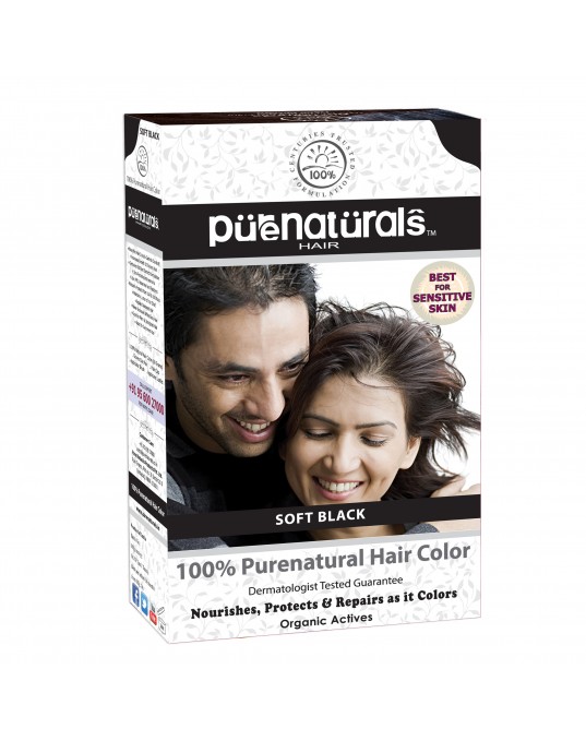 byPurenaturals 100% Pure Naturals  Powder Hair Color, Soft Black, 60gm