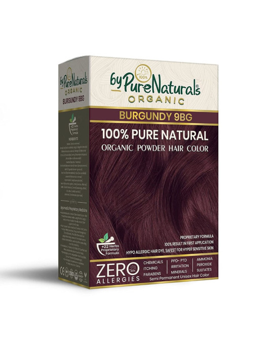 byPurenaturals 100% Pure Naturals Powder Hair Color, Burgundy, 120gm