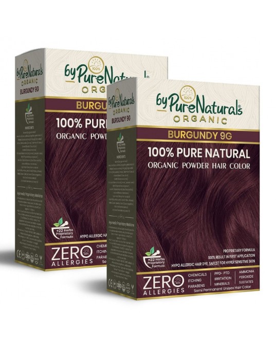 byPurenaturals 100% Pure Naturals Powder Hair Color, Burgundy, 120gm Pack of 2