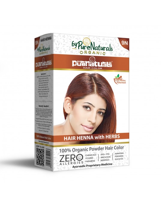 byPurenaturals 100% Pure Naturals Powder Hair Color, Henna with Herbs, 120gm